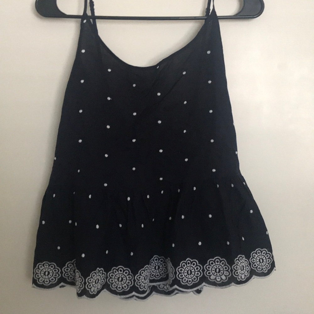 NEW  Navy Polka Dot Peplum Tank